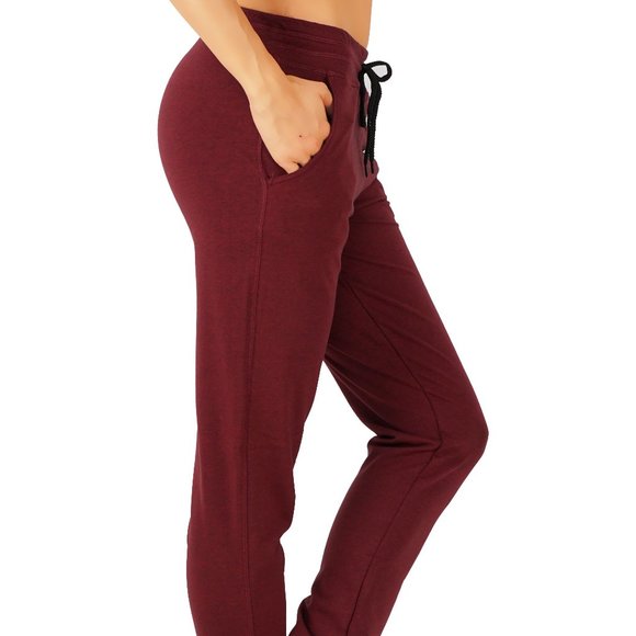 Women's Burgundy Joggers - Picture 1 of 4